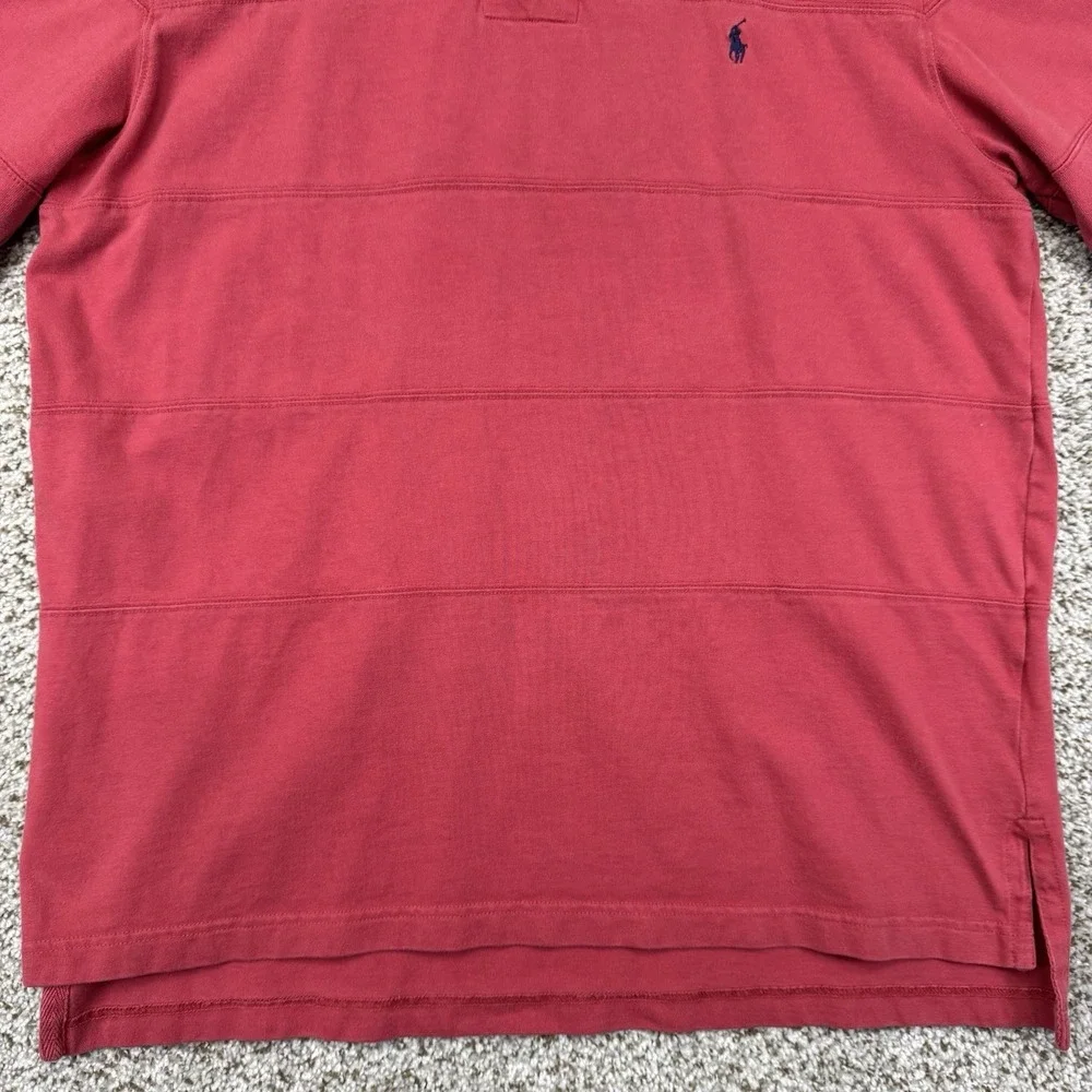 Vintage 90s Polo Ralph Lauren Polo Shirt Men's Size Large Red Denim Collar Rugby